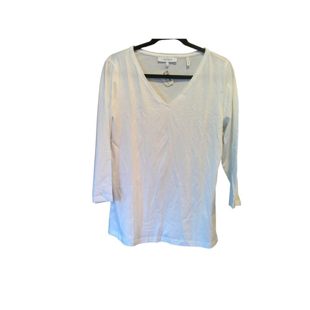 Lark & Ro Women's Three Quarter Sleeve V-Neck Blouse Size Large  - NWT - Picture 2 of 9